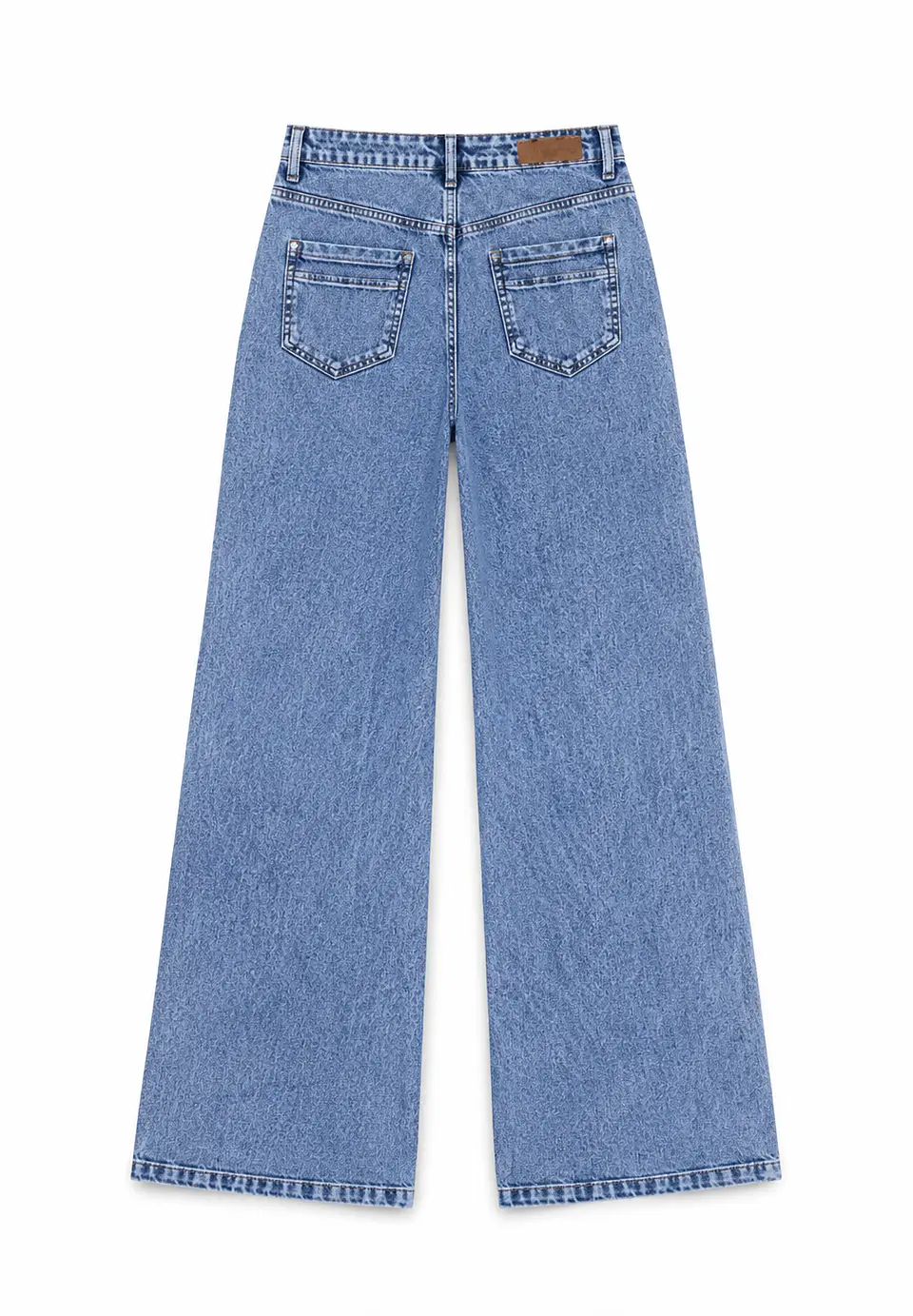 Jeans Palazo Wide Leg Mujer Tiro Alto Azul Nevado 4