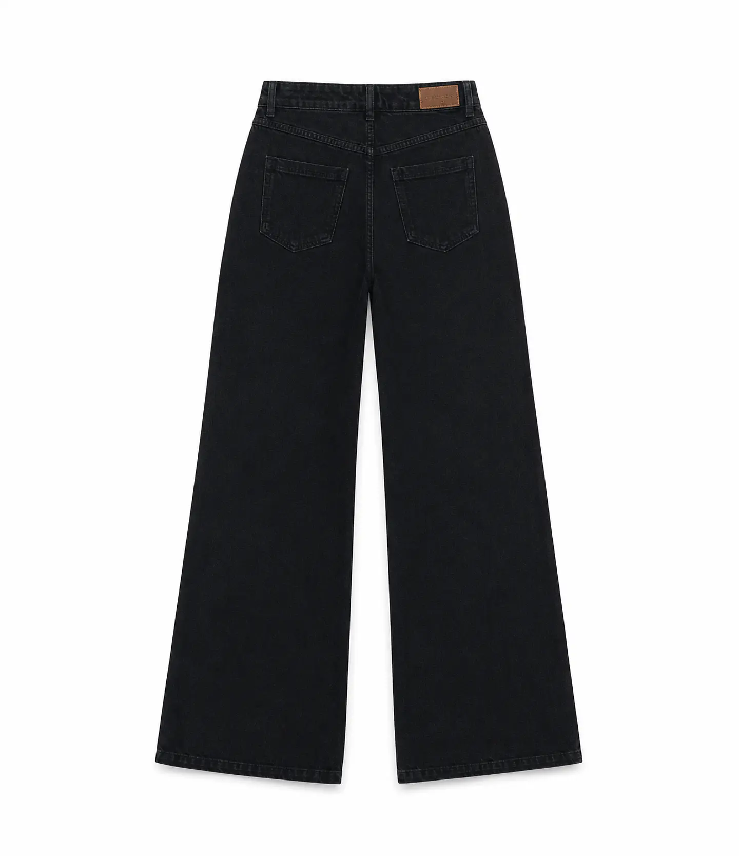Jeans Palazo Wide Leg Mujer Tiro Alto Negro Solido 4