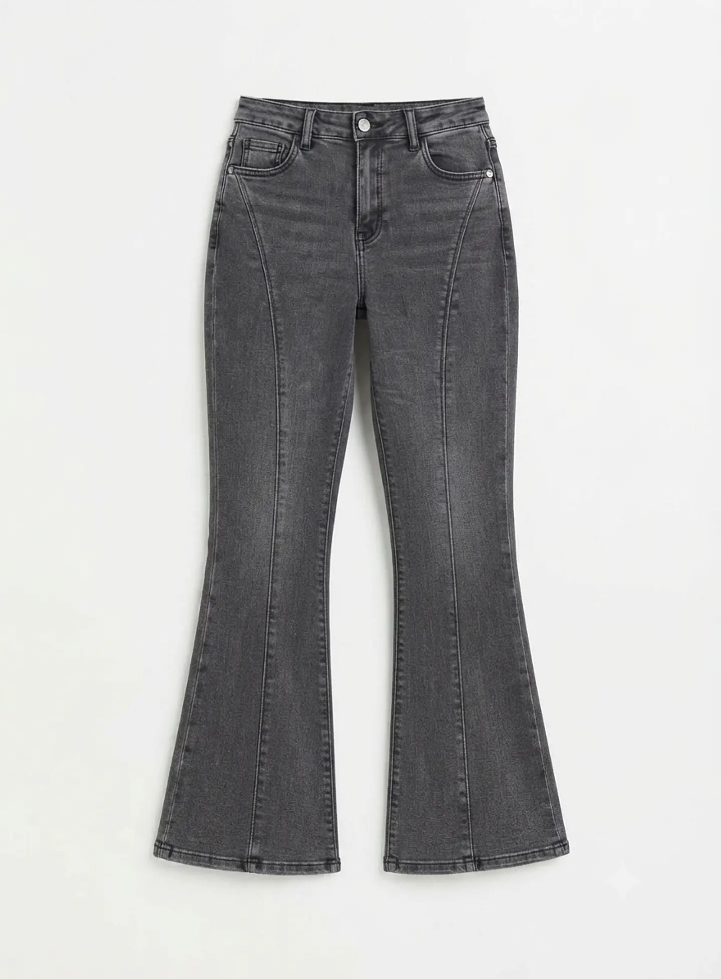 Jeans Flare Mujer Tiro Alto Grafito Costura Frontal 3