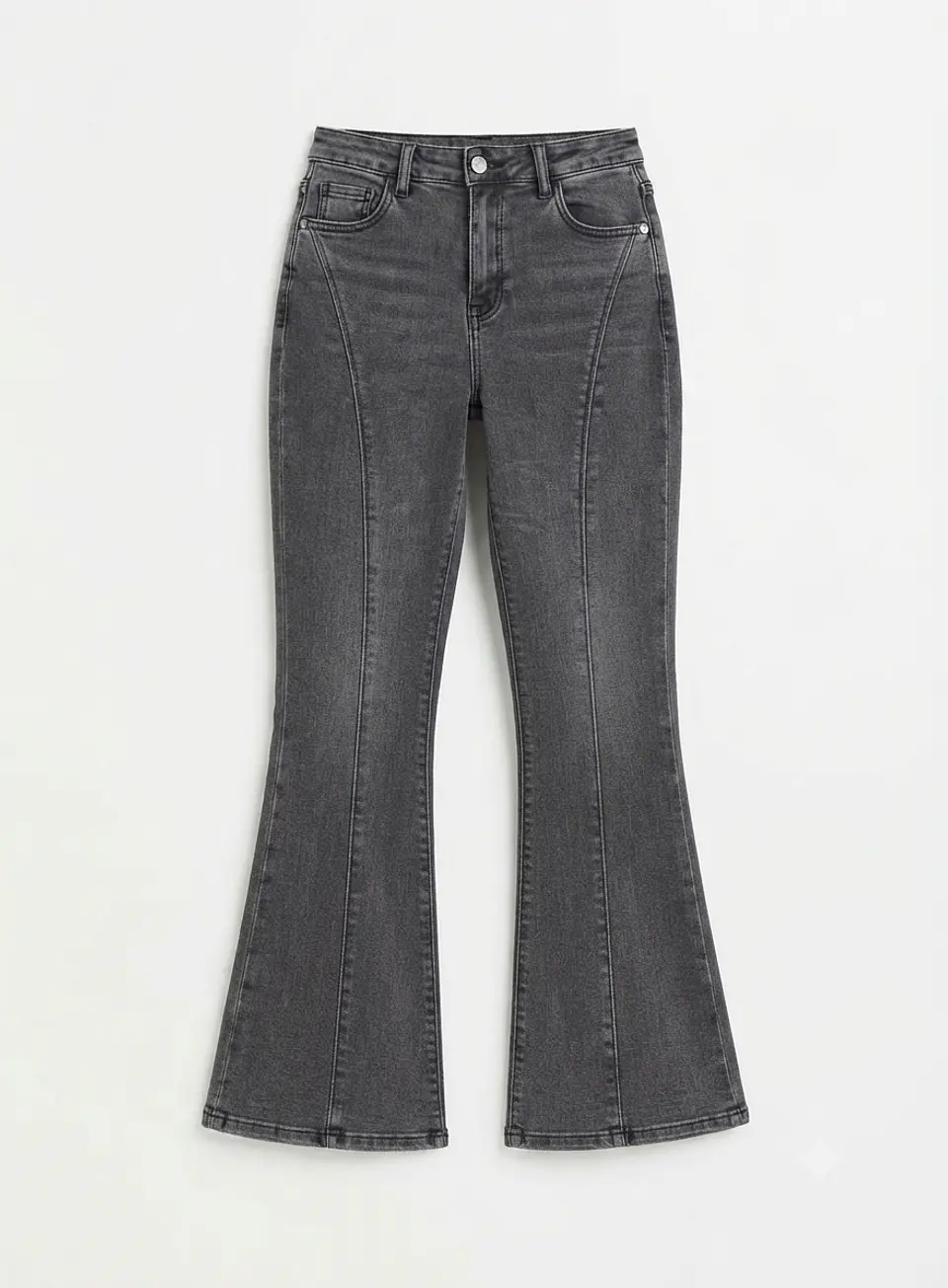 Jeans Flare Mujer Tiro Alto Grafito Costura Frontal 3