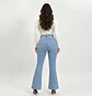 Jeans Flare Mujer Tiro Alto Celeste Lavado Costura Frontal - Miniatura 2