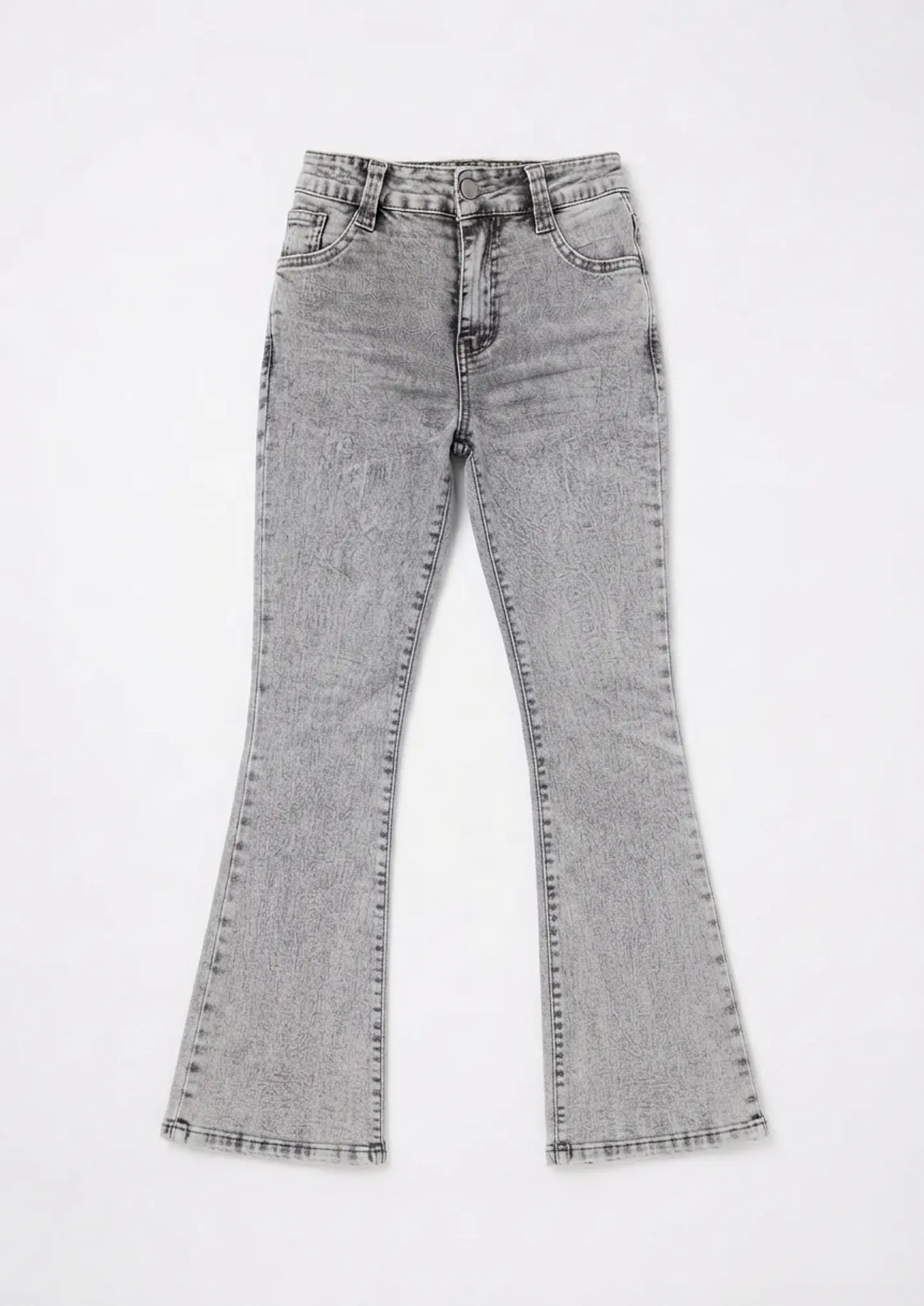 Jeans Flare Mujer Tiro Alto Gris Nevado 3