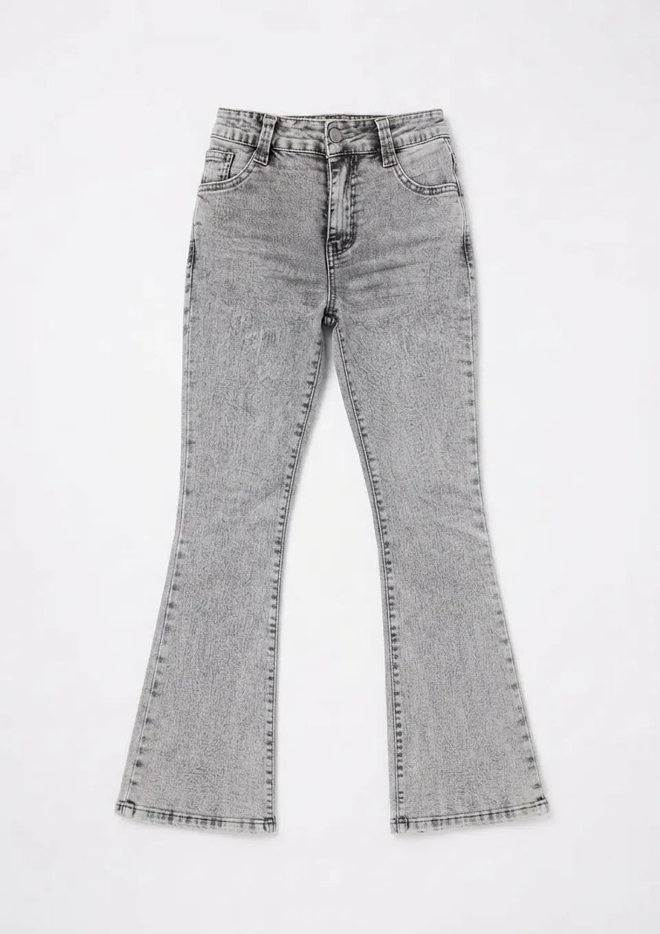 Jeans Flare Mujer Tiro Alto Gris Nevado 3