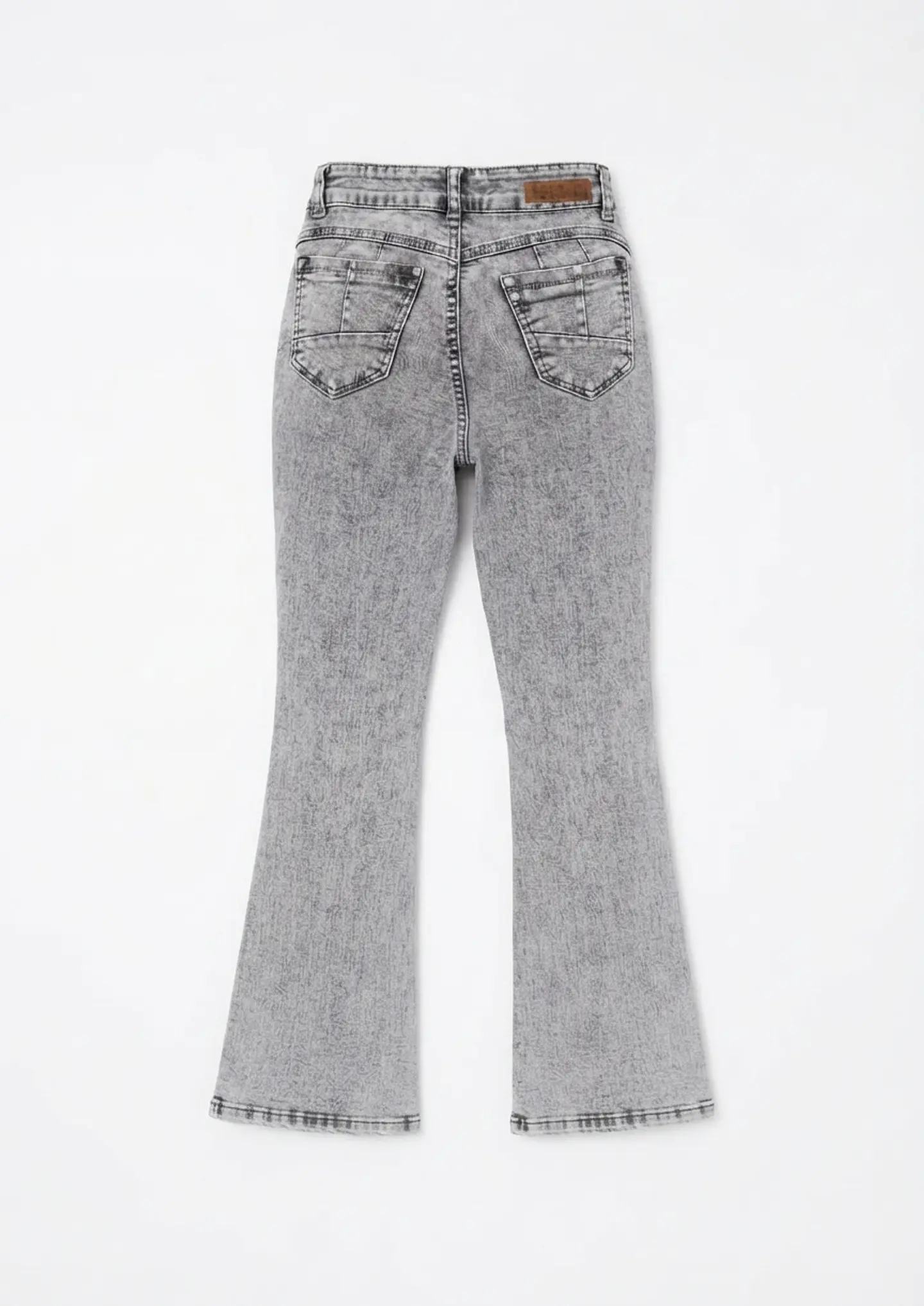 Jeans Flare Mujer Tiro Alto Gris Nevado 4