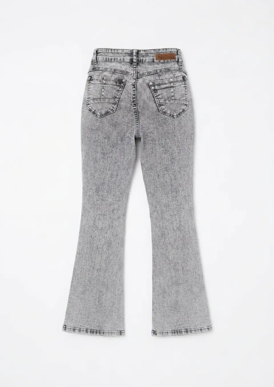 Jeans Flare Mujer Tiro Alto Gris Nevado 4