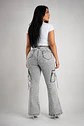 Jeans Flare Cargo Mujer Tiro Alto Gris Nevado Plus Size - Miniatura 2