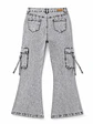 Jeans Flare Cargo Mujer Tiro Alto Gris Nevado Plus Size - Miniatura 4