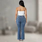 Jeans Flare Mujer Tiro Alto Azul Clásico Lavado Elasticado - Miniatura 3