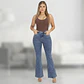 Jeans Flare Mujer Tiro Alto Azul Clásico Lavado Elasticado - Miniatura 1