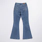 Jeans Flare Mujer Tiro Alto Azul Clásico Lavado Elasticado - Miniatura 4
