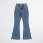 Jeans Flare Mujer Tiro Alto Azul Clásico Lavado Elasticado - Miniatura 2