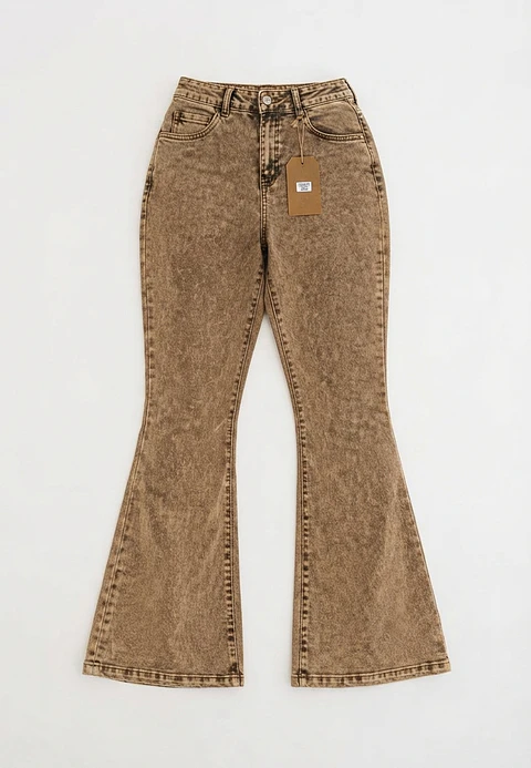 Jeans Flare Acampanado Beige Nevado Con Push-up