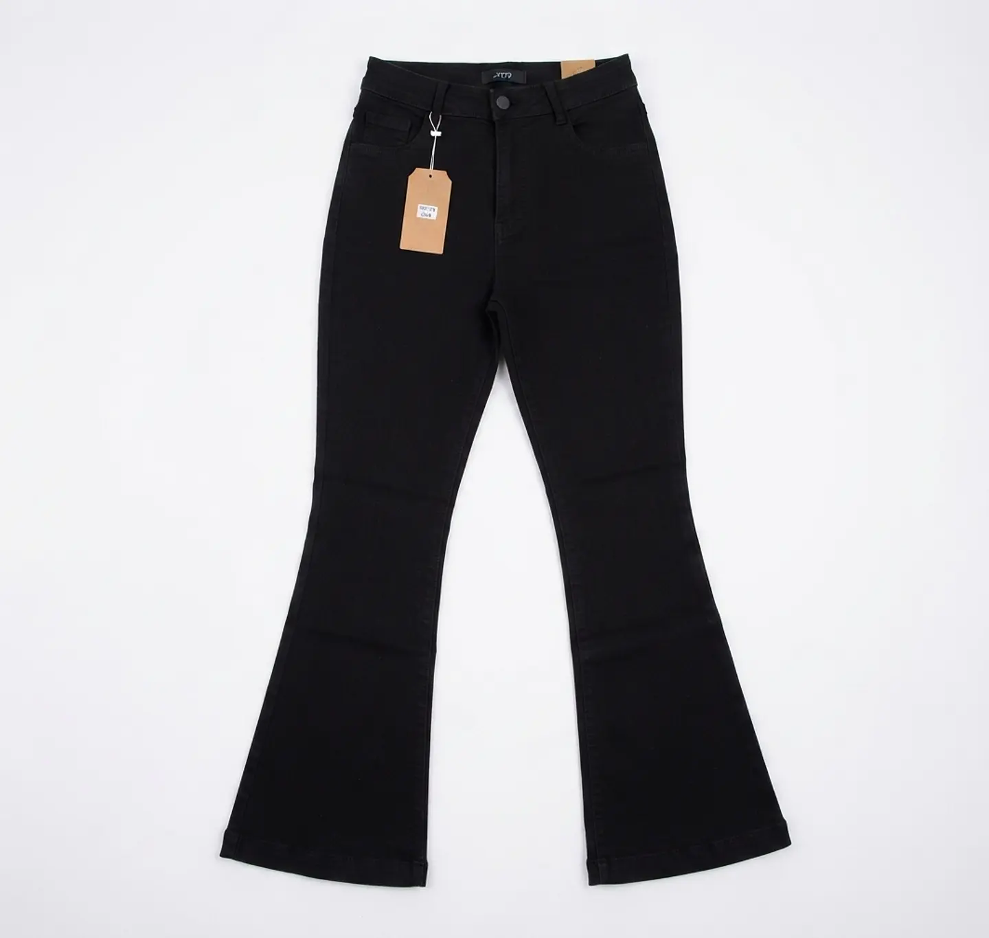 Jeans Flare Acampanado Negro Tiro Alto Elasticado con Push-Up 4