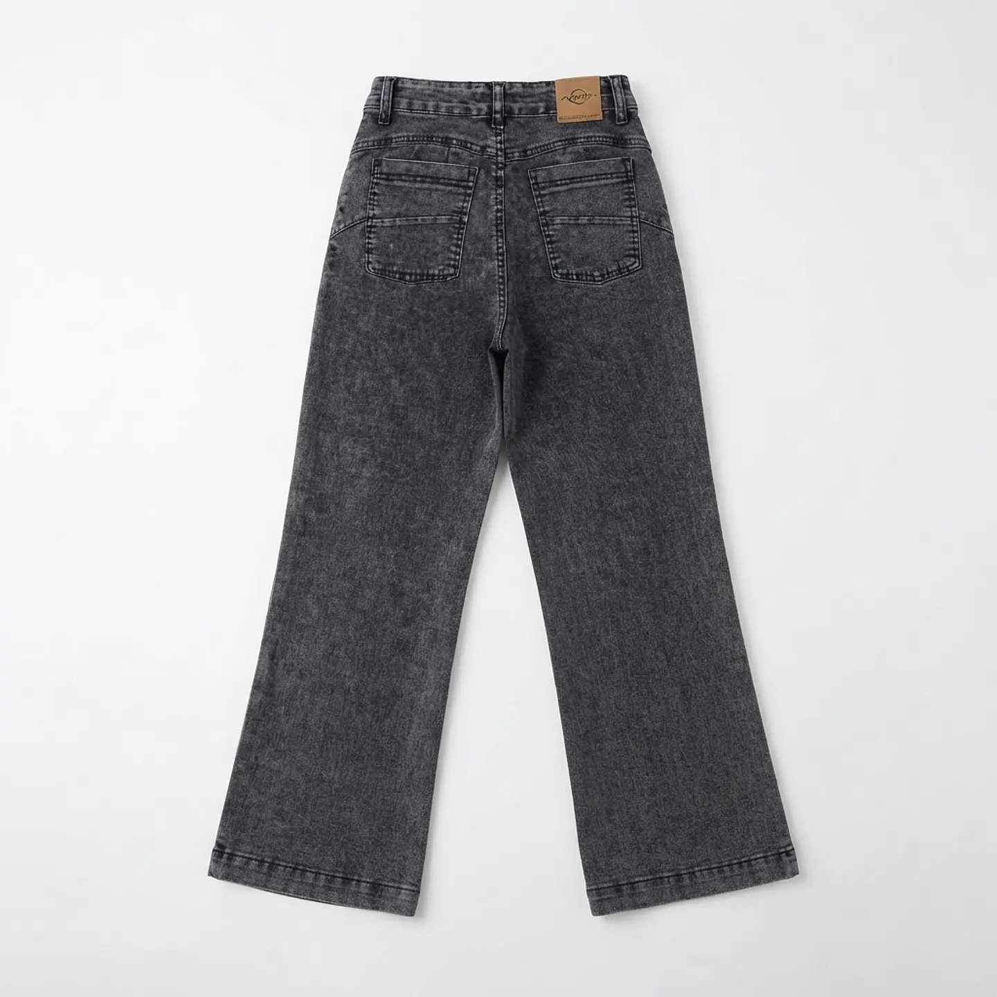 Jeans Wide Leg Tiro Alto Elasticado Gris Oscuro Nevado 4