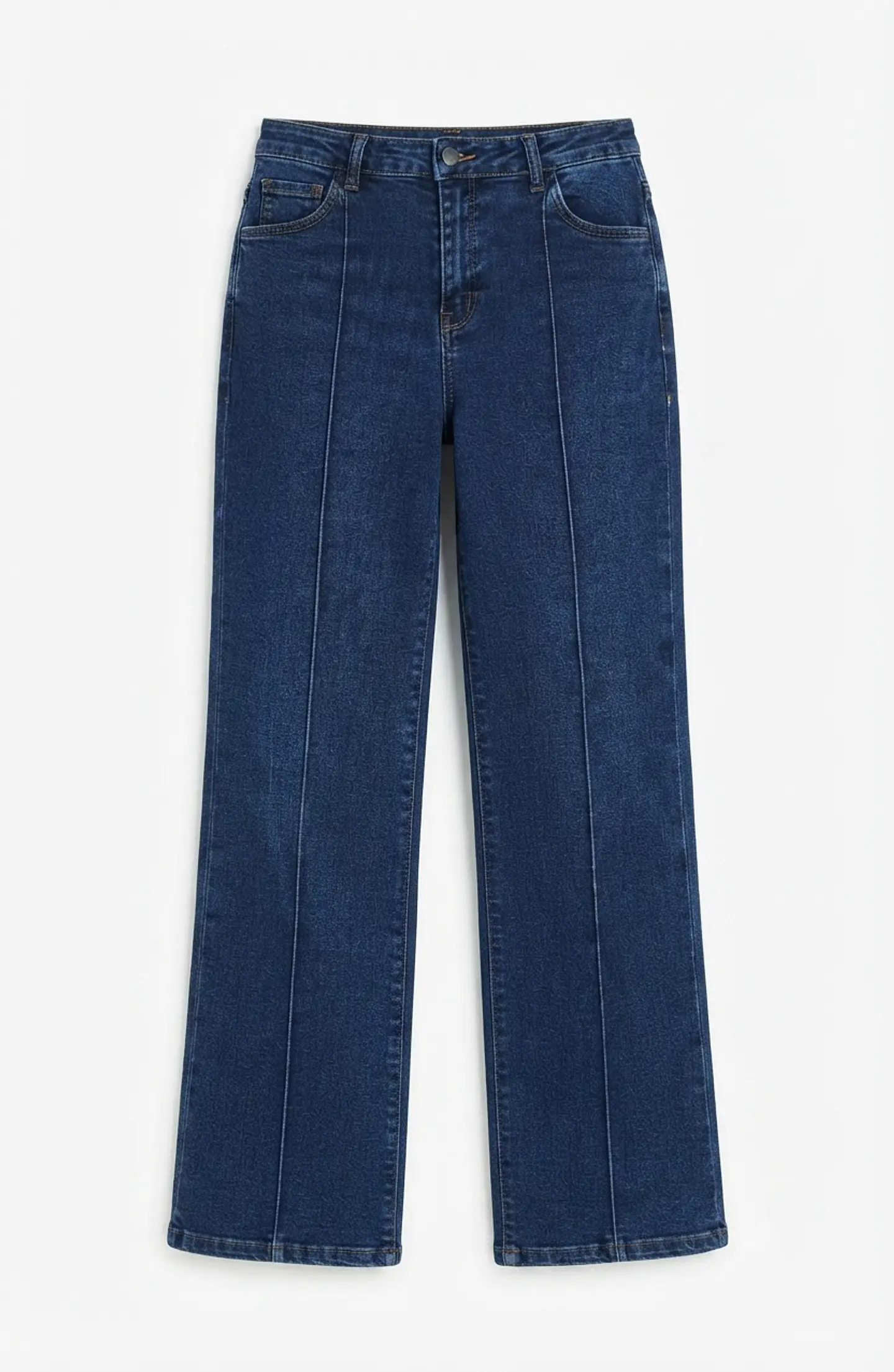 Jeans Wide Leg Tiro Alto Elasticado Azul Marino 3