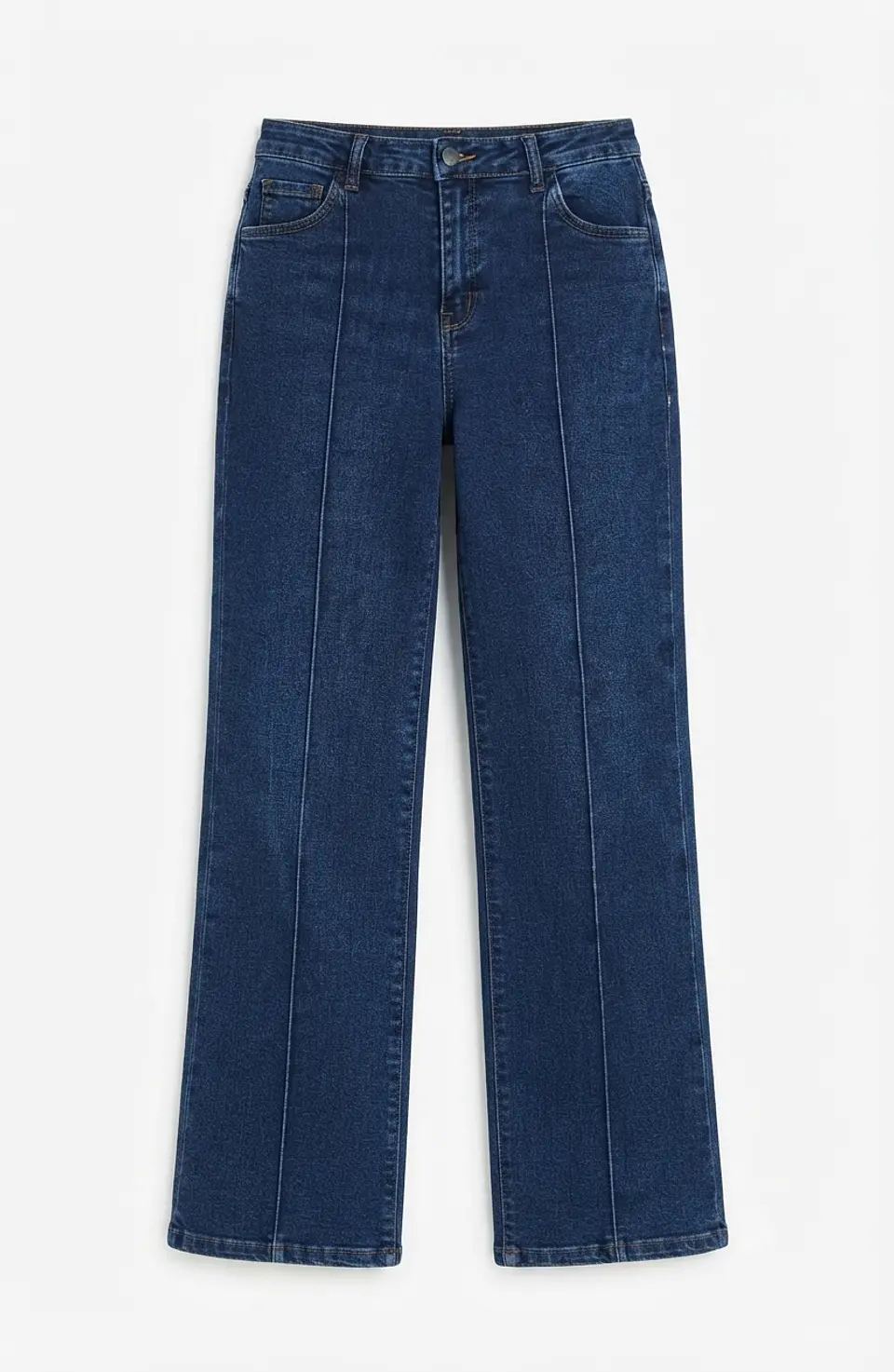 Jeans Wide Leg Tiro Alto Elasticado Azul Marino 3