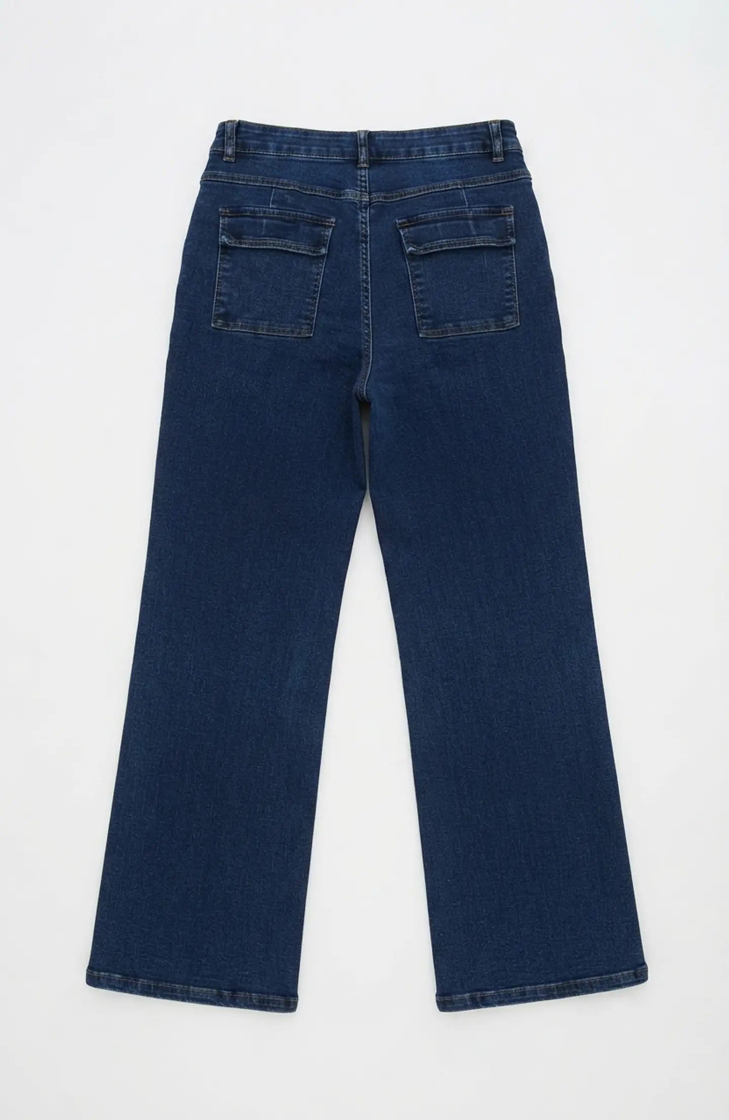 Jeans Wide Leg Tiro Alto Elasticado Azul Marino 4