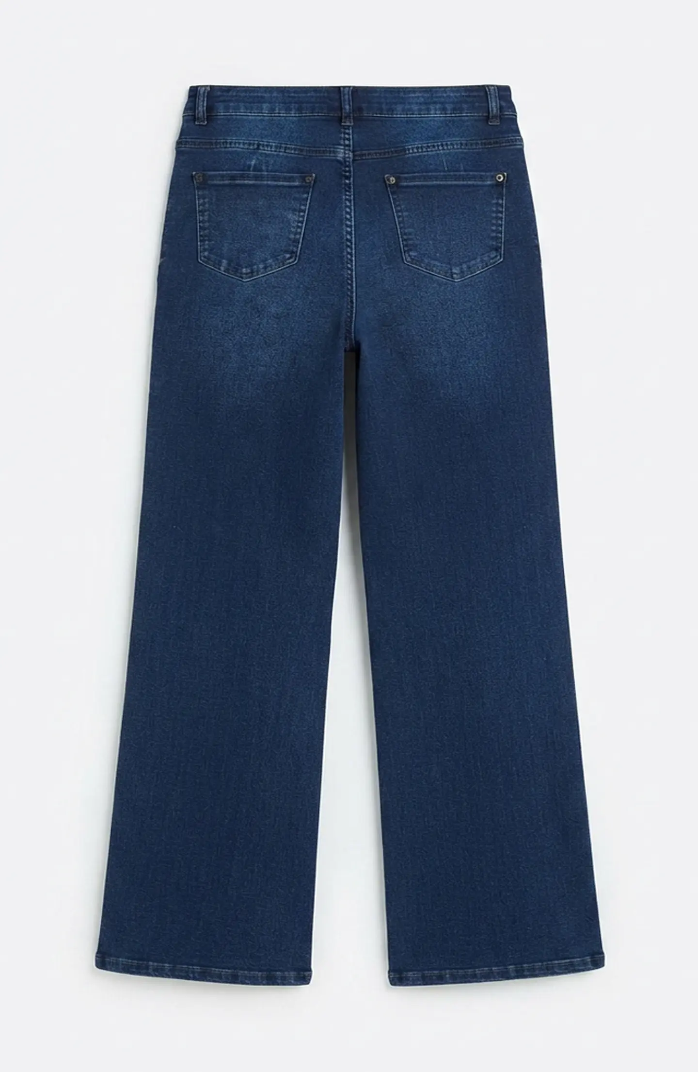 Jeans Wide Leg Tiro Alto Elasticado Azul Marino Clasico 4