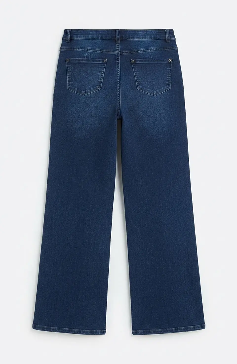 Jeans Wide Leg Tiro Alto Elasticado Azul Marino Clasico 4