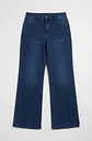 Jeans Wide Leg Tiro Alto Elasticado Azul Marino Clasico Bolsillo Cartera - Miniatura 2