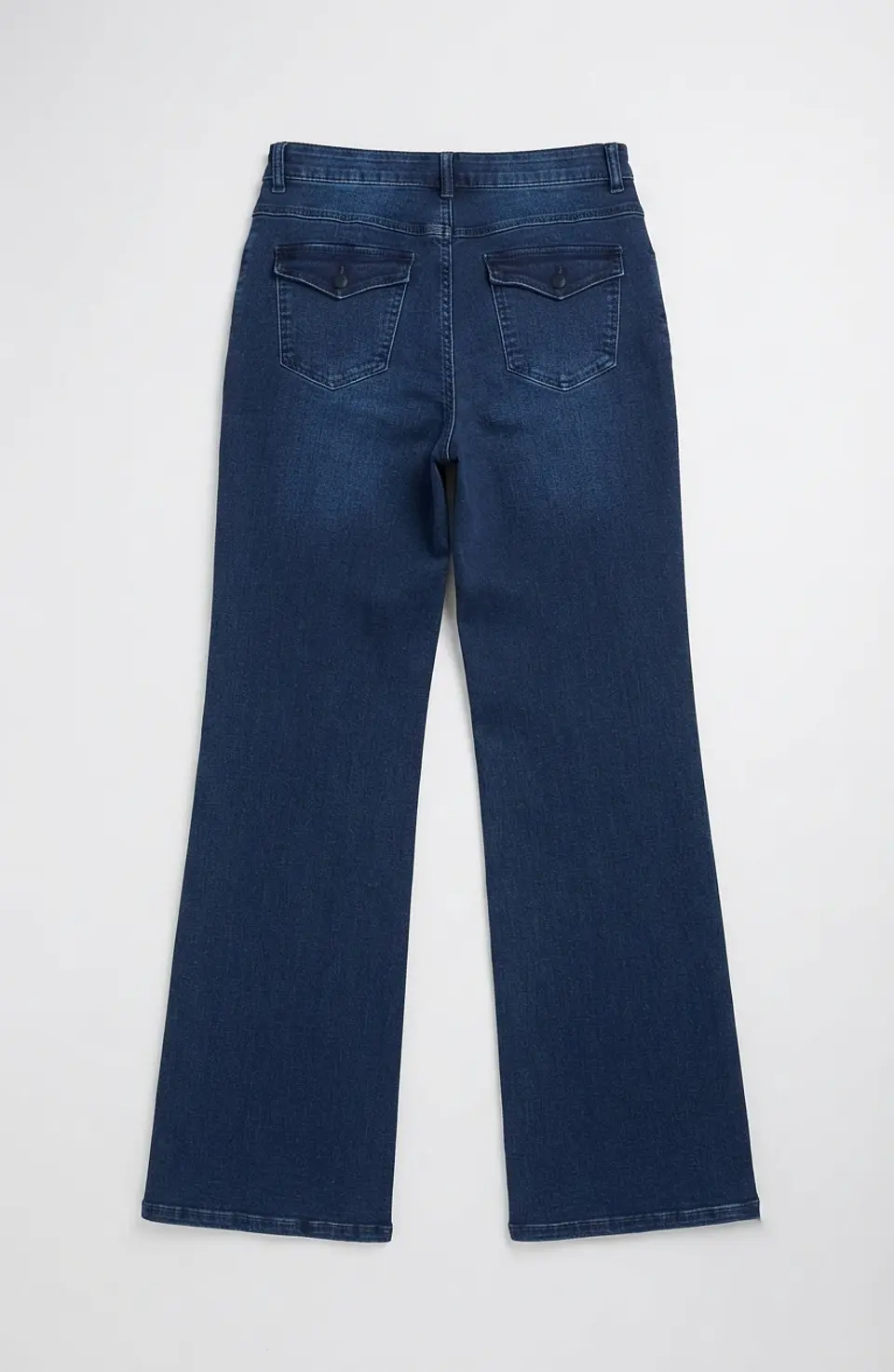 Jeans Wide Leg Tiro Alto Elasticado Azul Marino Clasico Bolsillo Cartera 4