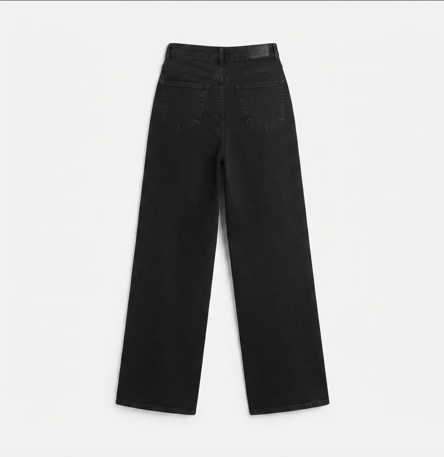 Jeans Wide Leg Negro Elasticado Negro Grafito Oscuro 4
