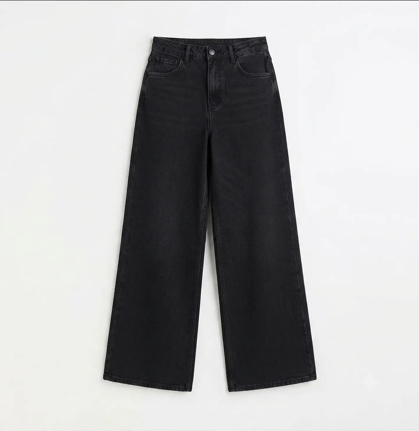 Jeans Wide Leg Negro Elasticado Negro Grafito Oscuro 2