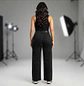 Jeans Wide Leg Negro Elasticado Negro Grafito Oscuro - Miniatura 3