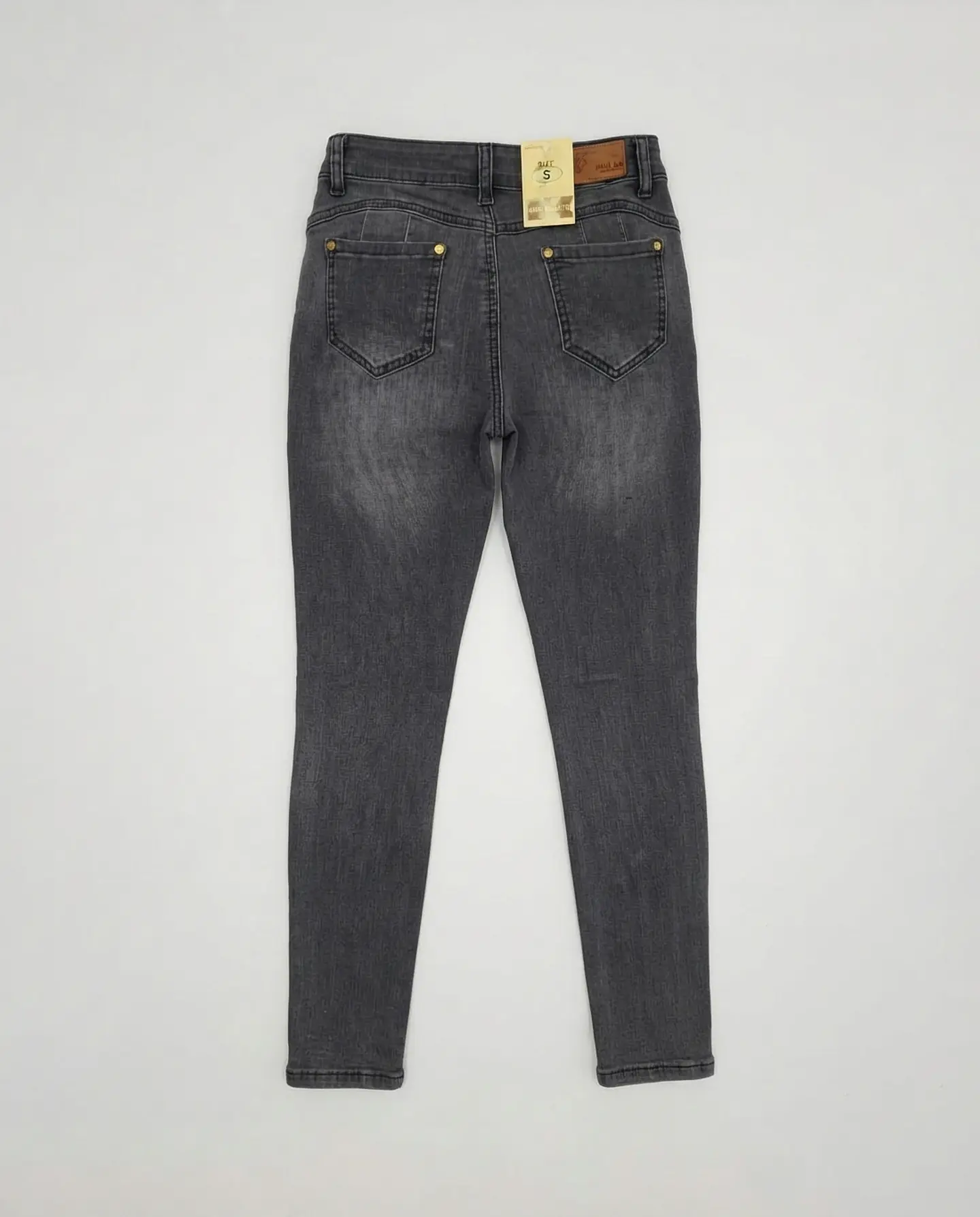 Jeans Flare Pitillo Elasticado Gris Grafito Focalizado con Rotos 2