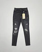 Jeans Flare Pitillo Elasticado Gris Grafito Focalizado con Rotos - Miniatura 1