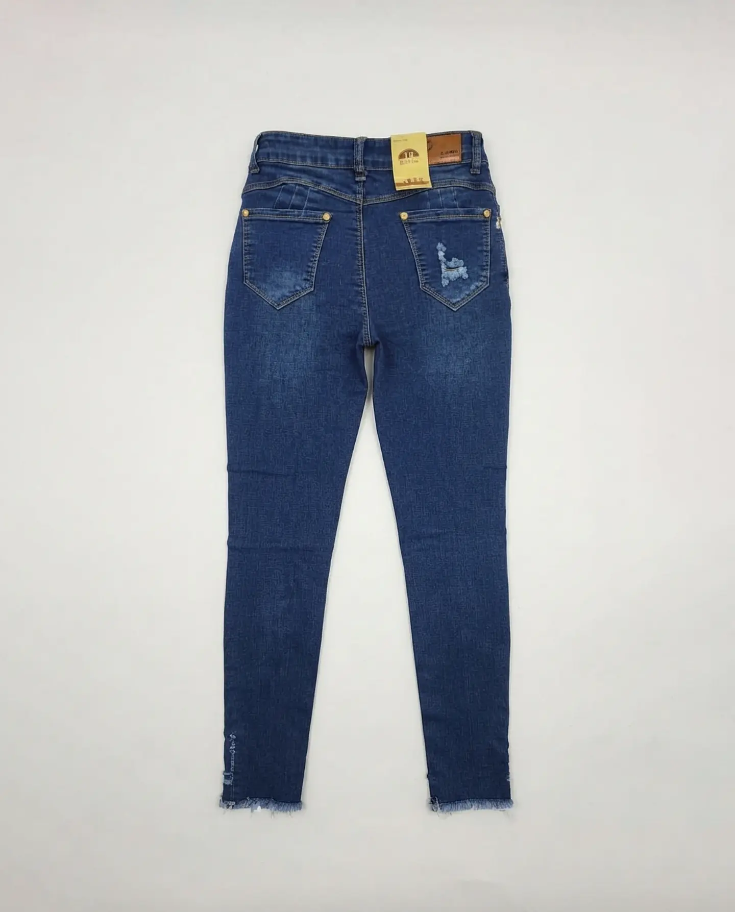 Jeans Flare Pitillo Elasticado Azul Focalizado con Rotos 2