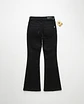 Jeans Flare Acampanado Elasticado Negro Solido con Rotos - Miniatura 2