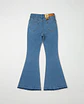 Jeans Flare Acampanado Elasticado Azul Clásico con Rotos  - Miniatura 2