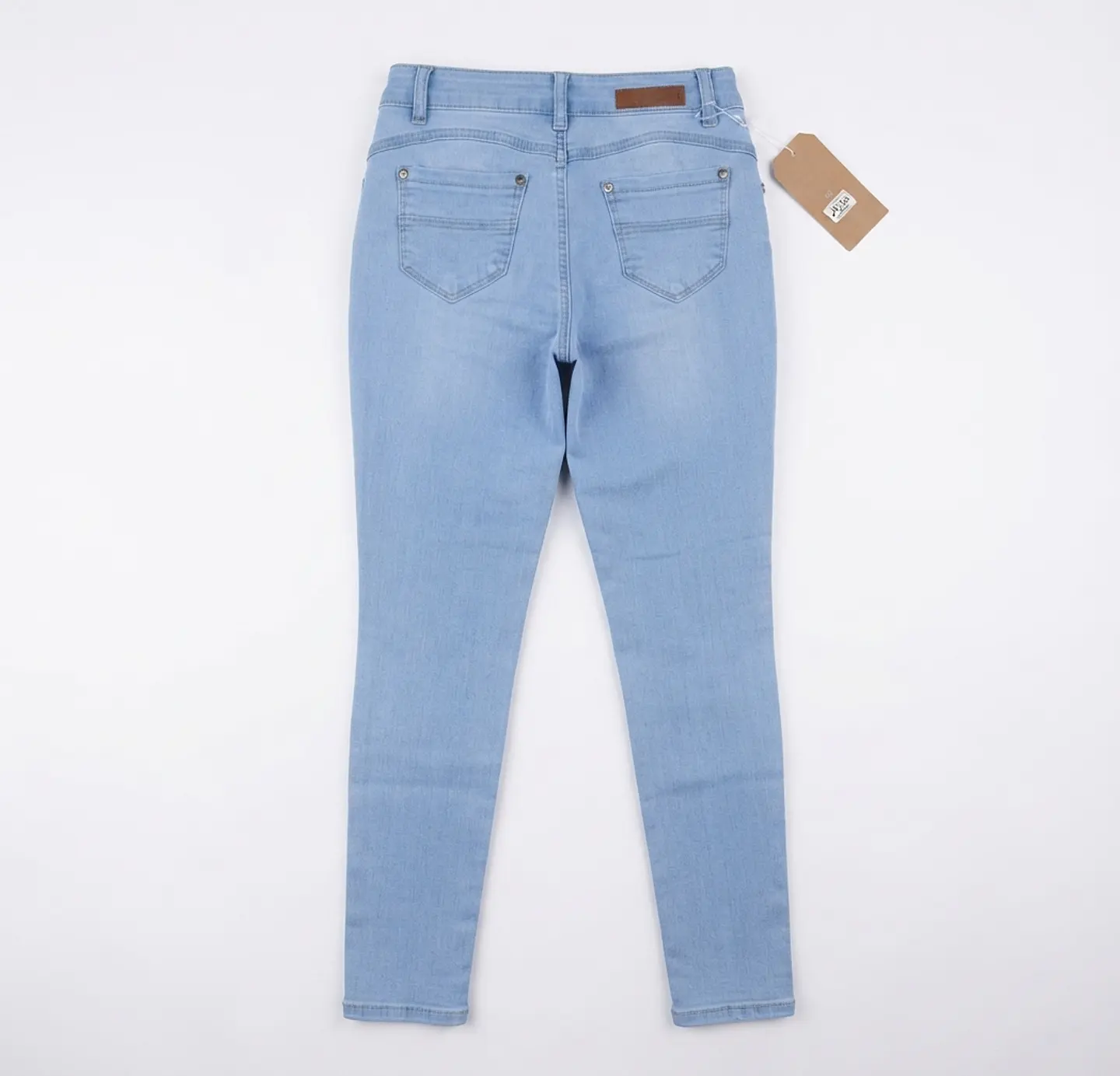 Jeans Skinny Tiro Alto Elasticado Azul Celeste 4