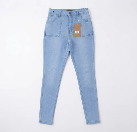 Jeans Skinny Tiro Alto Elasticado Azul Celeste