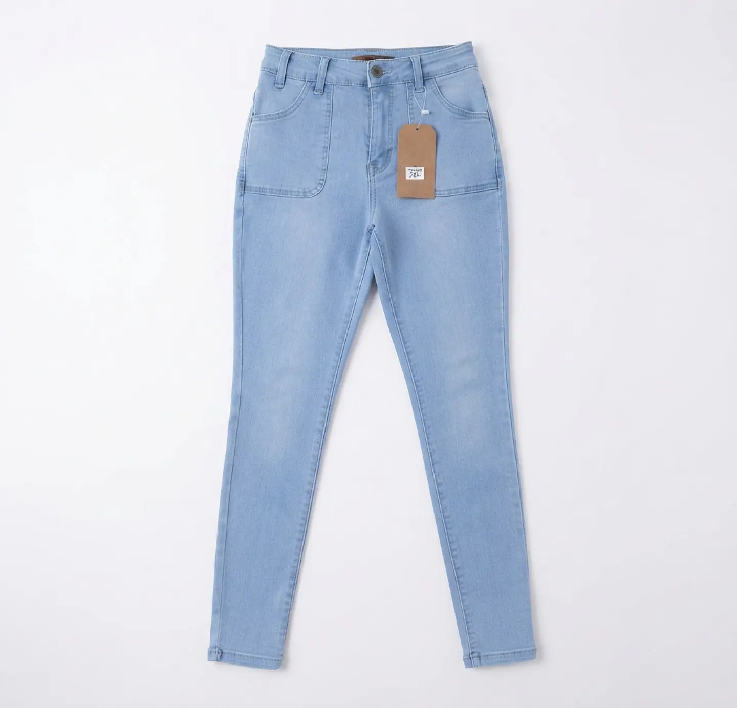 Jeans Skinny Tiro Alto Elasticado Azul Celeste 2