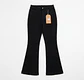 Jeans Flare Acampanado Linea Frontal Negro Solido con Push-Up - Miniatura 3