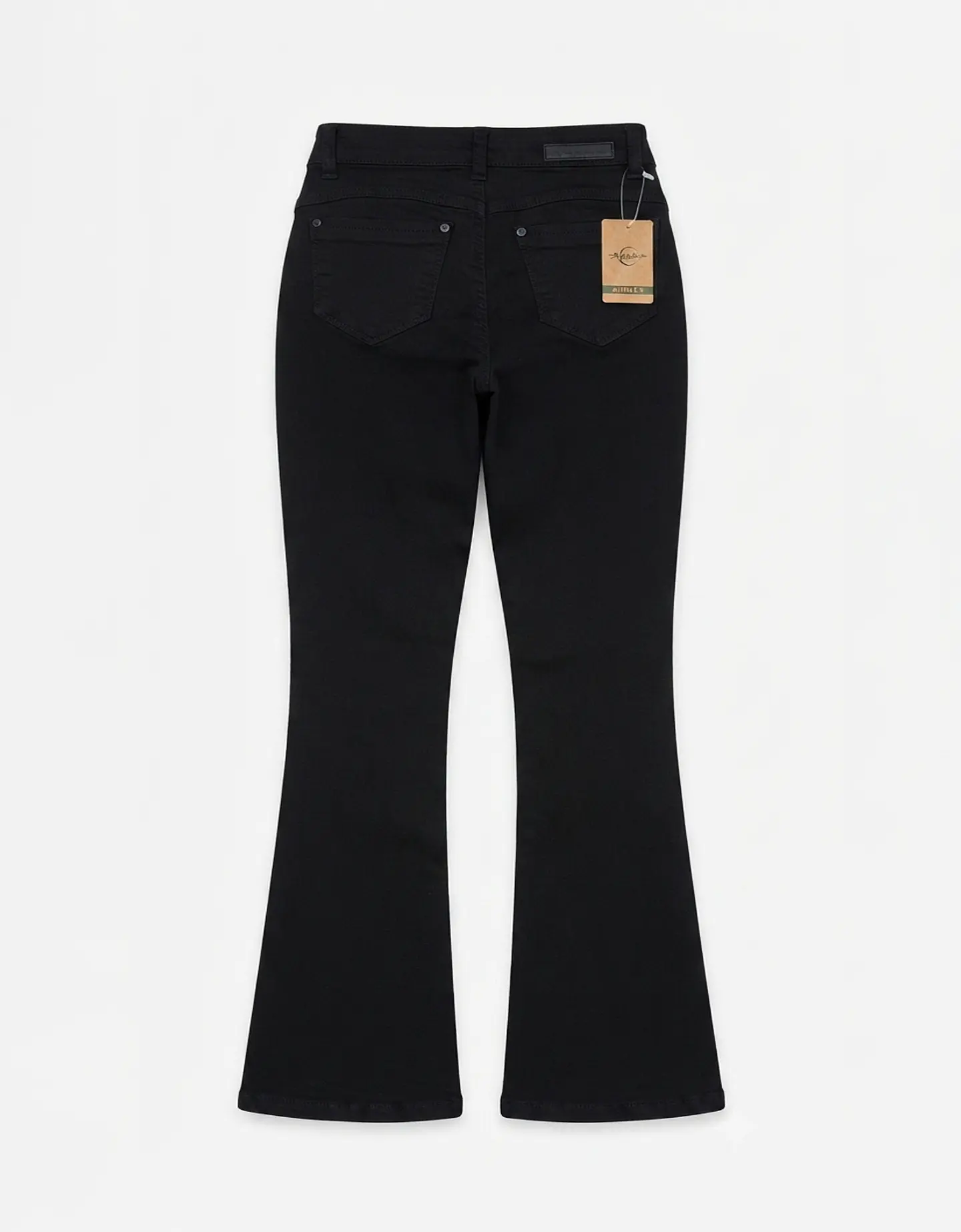 Jeans Flare Acampanado Linea Frontal Negro Solido con Push-Up 4