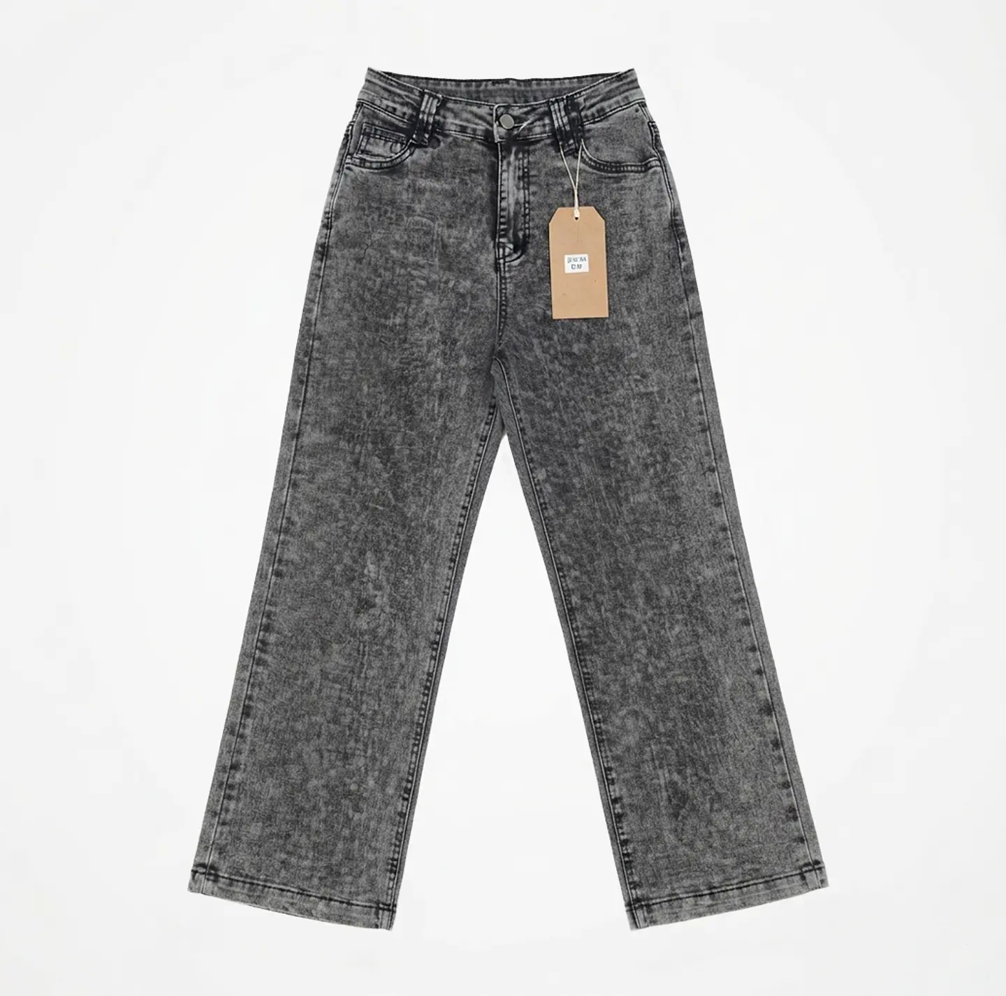 Jeans Wide Leg Tiro Alto Grafito Nevado Bolsillos Cartera 3