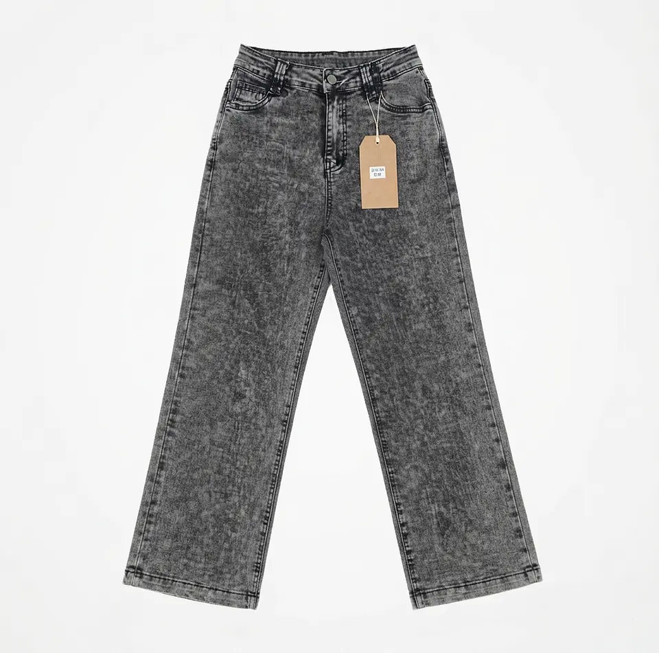Jeans Wide Leg Tiro Alto Grafito Nevado Bolsillos Cartera 3