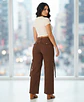 Jeans Wide Leg Cargo Tiro Alto Chocolate - Miniatura 2