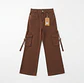 Jeans Wide Leg Cargo Tiro Alto Chocolate - Miniatura 3