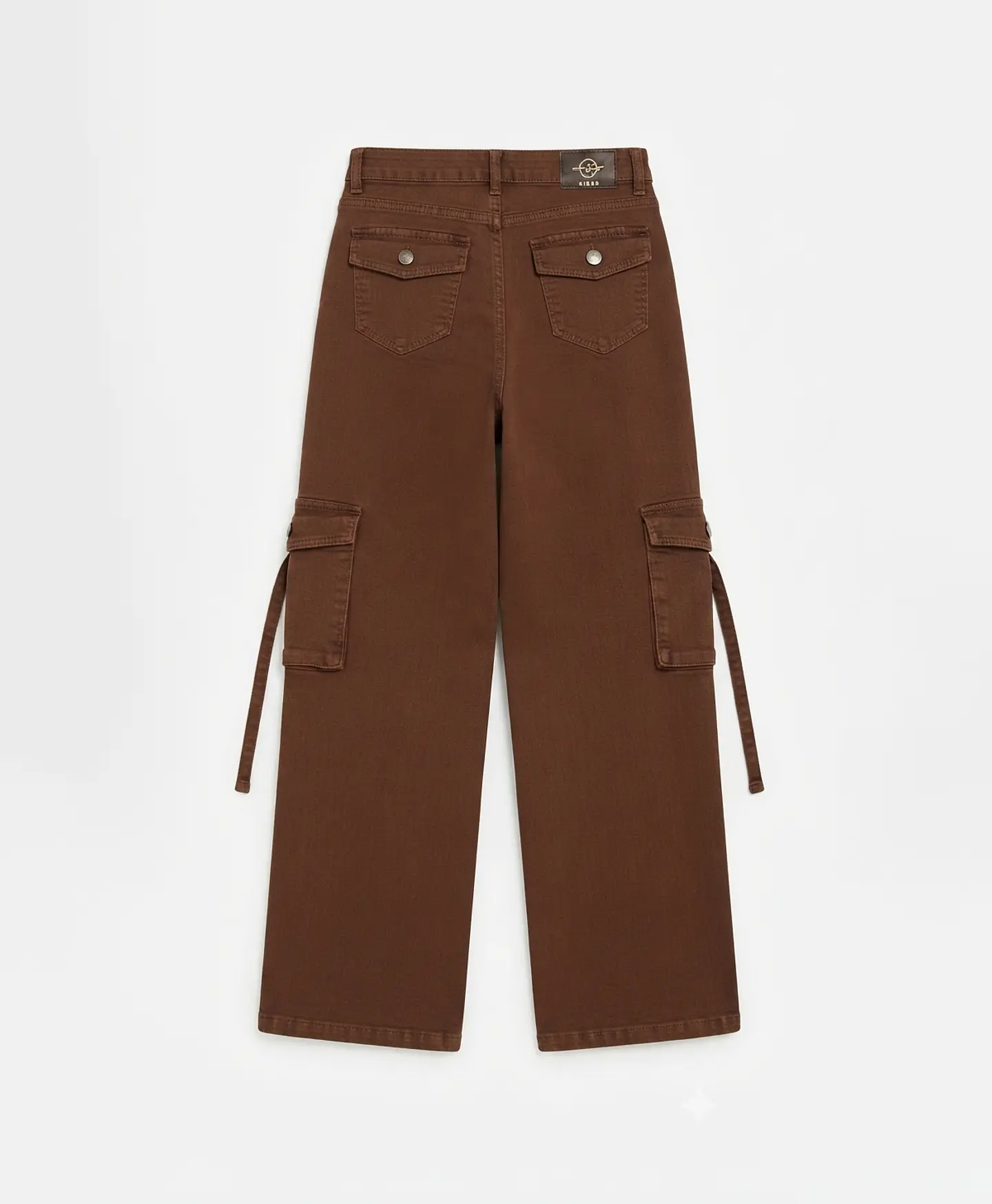 Jeans Wide Leg Cargo Tiro Alto Chocolate 4