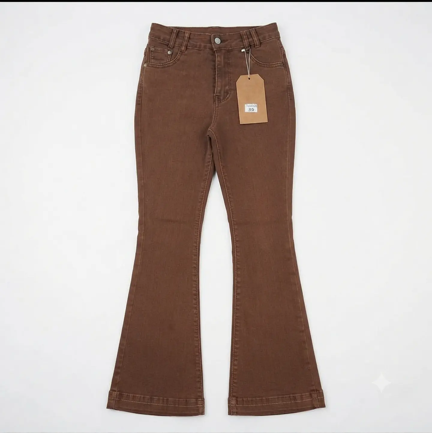 Jeans Flare Acampanado Tiro Alto Chocolate 3