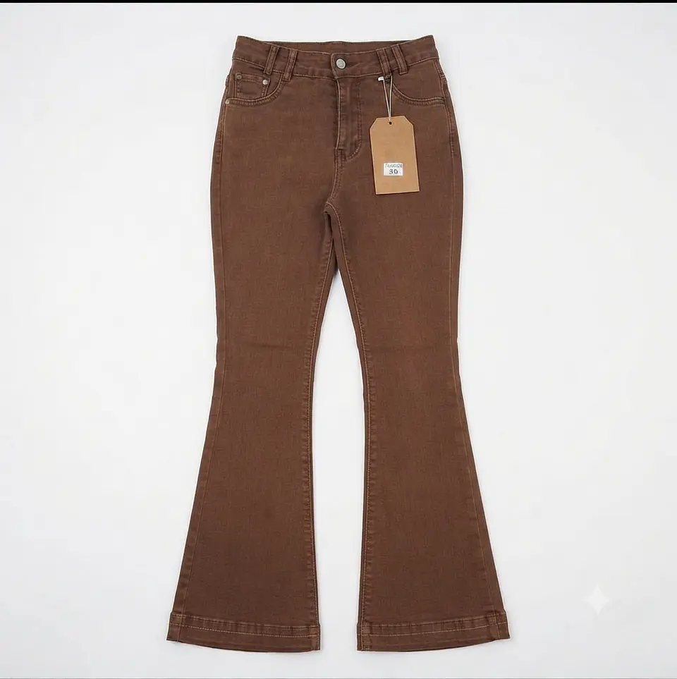 Jeans Flare Acampanado Tiro Alto Chocolate 3