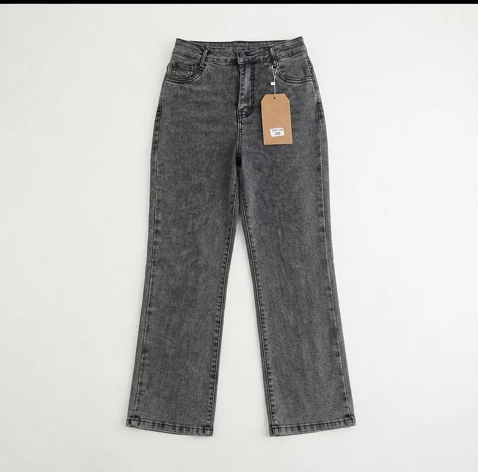 Jeans Wide Leg Tiro Alto Grafito Acid Wash 3