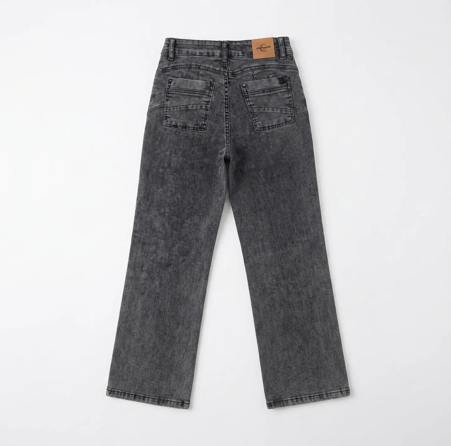 Jeans Wide Leg Tiro Alto Grafito Acid Wash 4