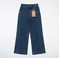 Jeans Palazo Elasticado Tiro Alto Azul Marino Acid Wash - Miniatura 3