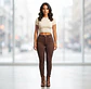 Jeans Skinny Elasticado Tiro Alto Chocolate Pretina Corazon - Miniatura 1