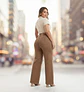 Jeans Wide Leg TIro Alto Elasticado Cafe - Miniatura 2